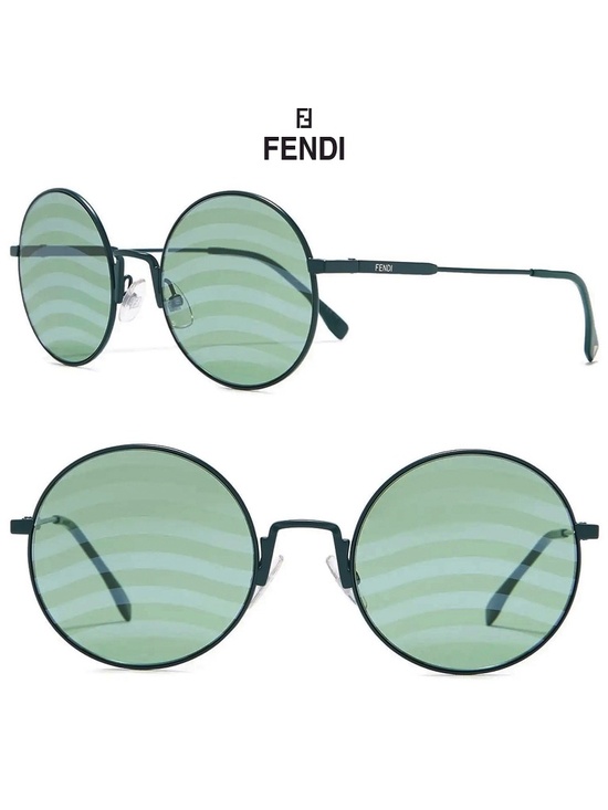 FENDI FF0248/S 1EDXR MATT GEEN TURQUOISE WAVES ROUND SUNGLASSES. 53m main image 8